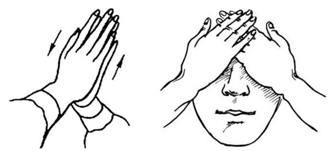 Le palming, qui détend les muscles oculaires, aidera à restaurer la vision.